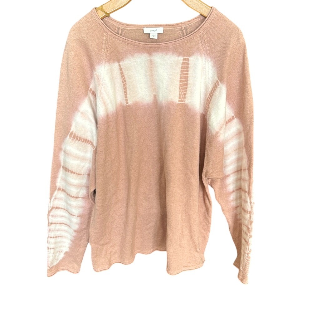 J. Jill Pink and White Tie-Dye Pullover Sweater